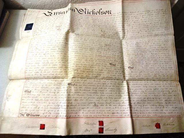 1841 Large English Vellum Indenture Red Wax Seals (1 of 3)