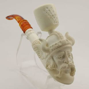 Asterix (Viking),Hand carved Meerschaum Pipe and: Title:Asterix (Viking),Hand carved Meerschaum Pipe and Cigarette Holder. Description: Asterix (Viking),Hand carved Meerschaum Pipe and Cigarette Holder. Unique design and first class workmanship when