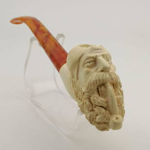 Pirate,Hand carved Meerschaum Pipe: Title:Pirate,Hand carved Meerschaum PipeDescription: Pirate,Hand carved Meerschaum Pipe. Made in Turkey,Eskisehir by Meerschaum Carve Master. Length:7.6 inch (19.5cm),Bowl Height:1.5 inch (4cm) 