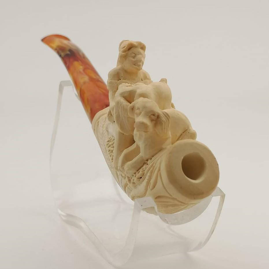 Lady with Dogs,Hand carved Meerschaum Cigarette (1 of 8)