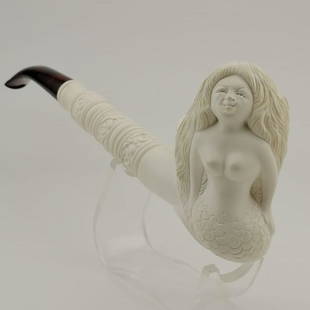 Mermaid,Big size, Hand carved Meerschaum Pipe: Title:Mermaid,Big size, Hand carved Meerschaum PipeDescription: Mermaid,Big size, Hand carved Meerschaum Pipe. Made in Turkey Eskisehir by Meerschaum Carve Master.First class hand carving