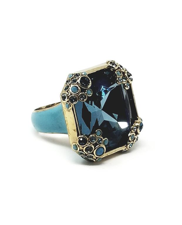 Walid AKKAD Blue Crystal Enamel Designer Cocktail Ring (1 of 13)
