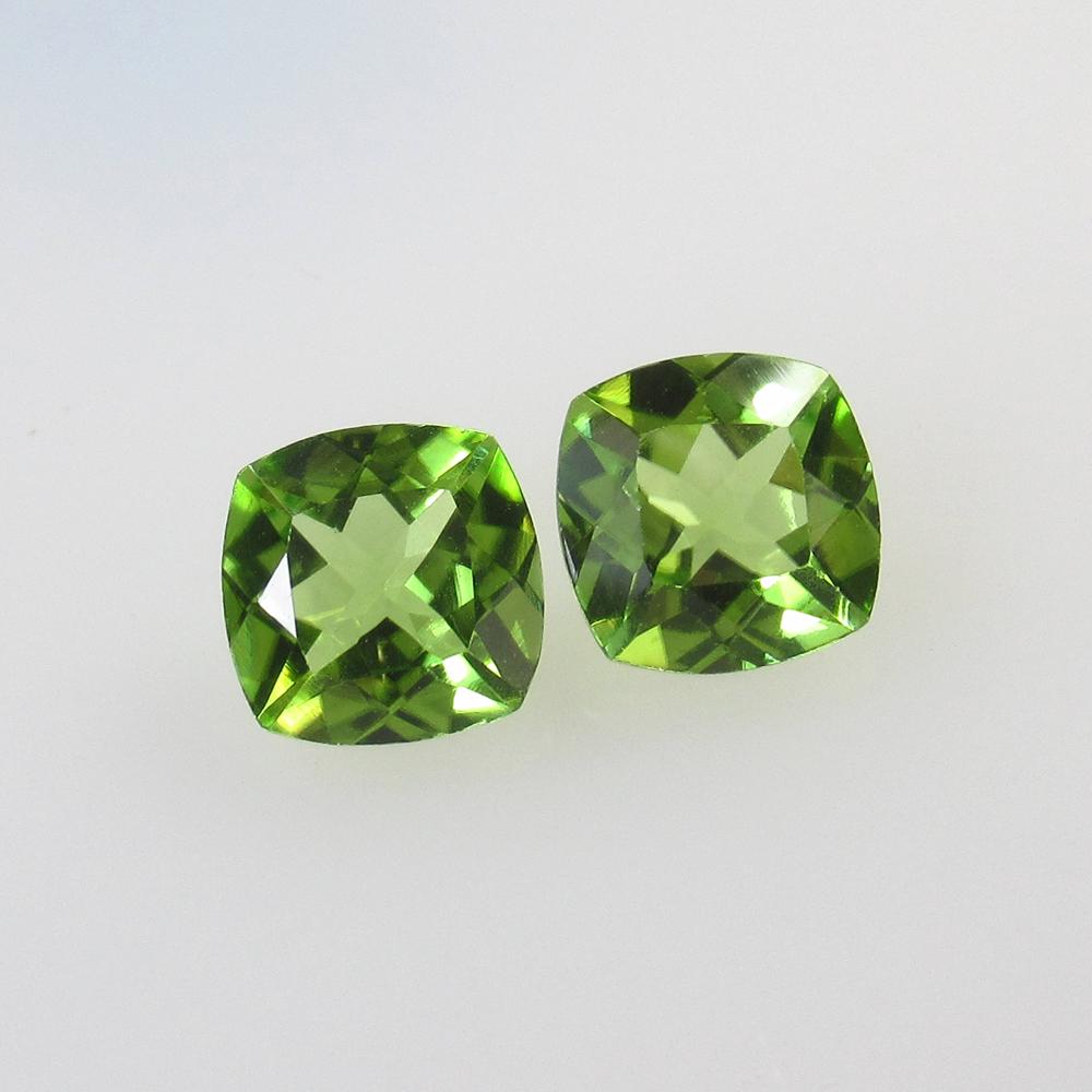 2.83 Ct Natural Peridot Cushion Pair (1 of 2)