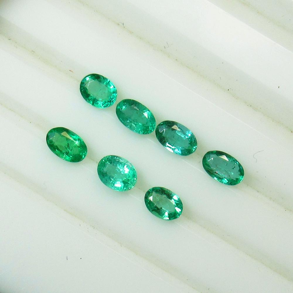 1.77 Ct Natural 7 Zambian Emerald Oval Necklace Set (1 of 2)