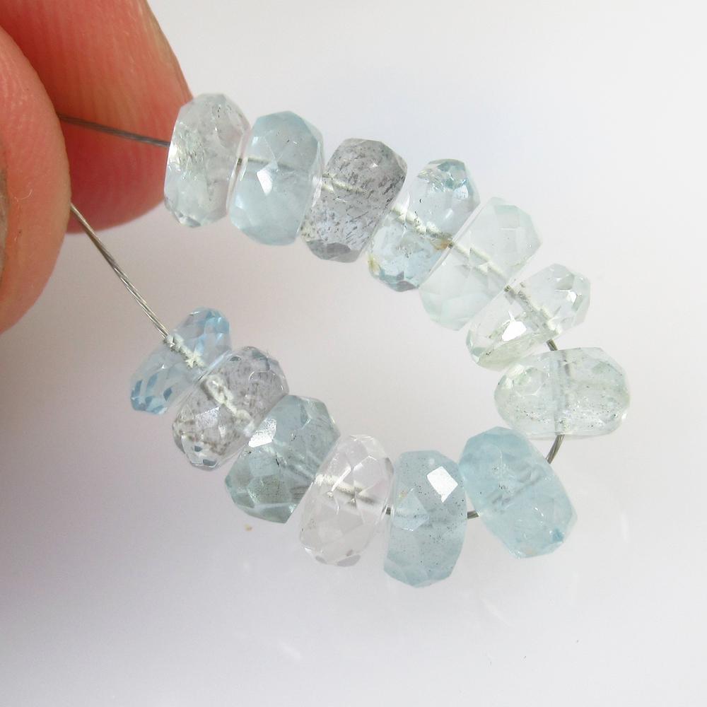11.75 Ct Natural 13 Drilled Aquamarine Round Beads (1 of 2)
