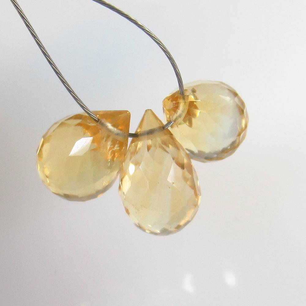 4.95 Ct Natural 3 Citrine Drilled Pear Drop Beads (1 of 2)