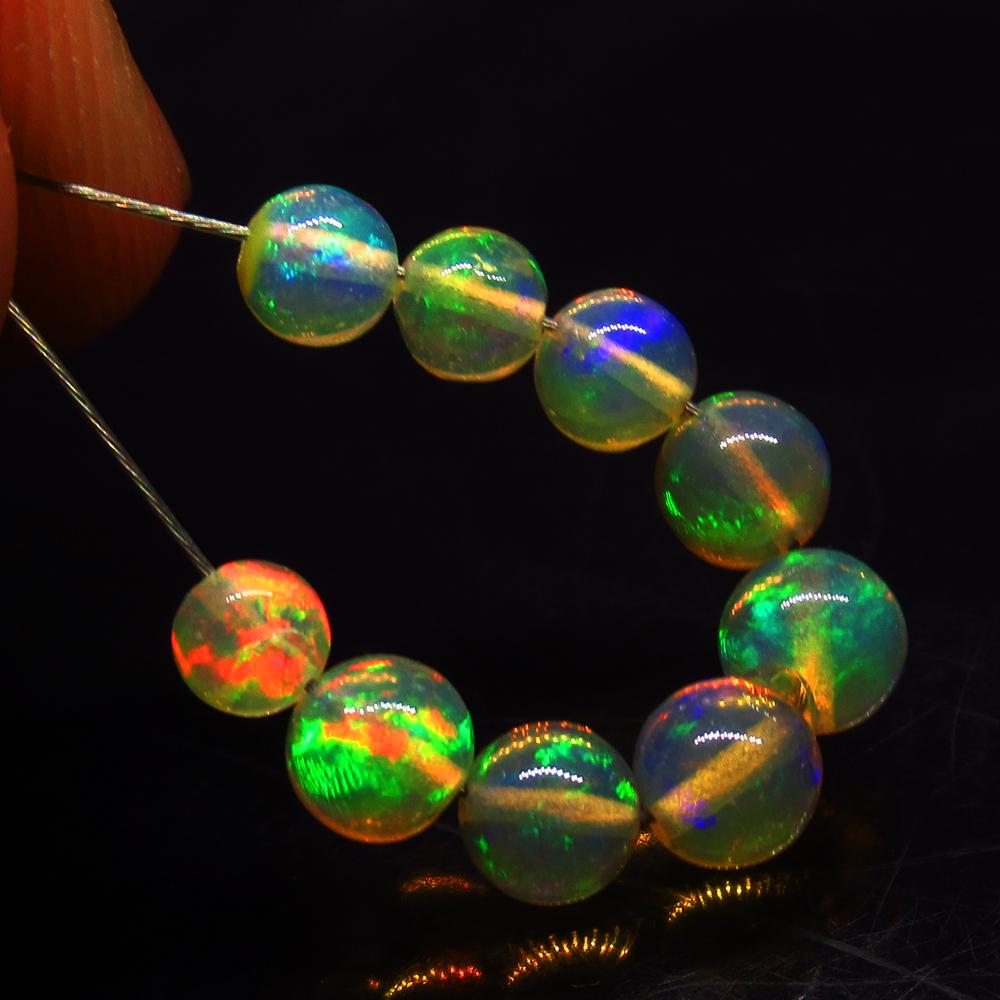 3.01 Ct Natural 9 Drilled Multi-Color Opal Ball Beads (1 of 2)