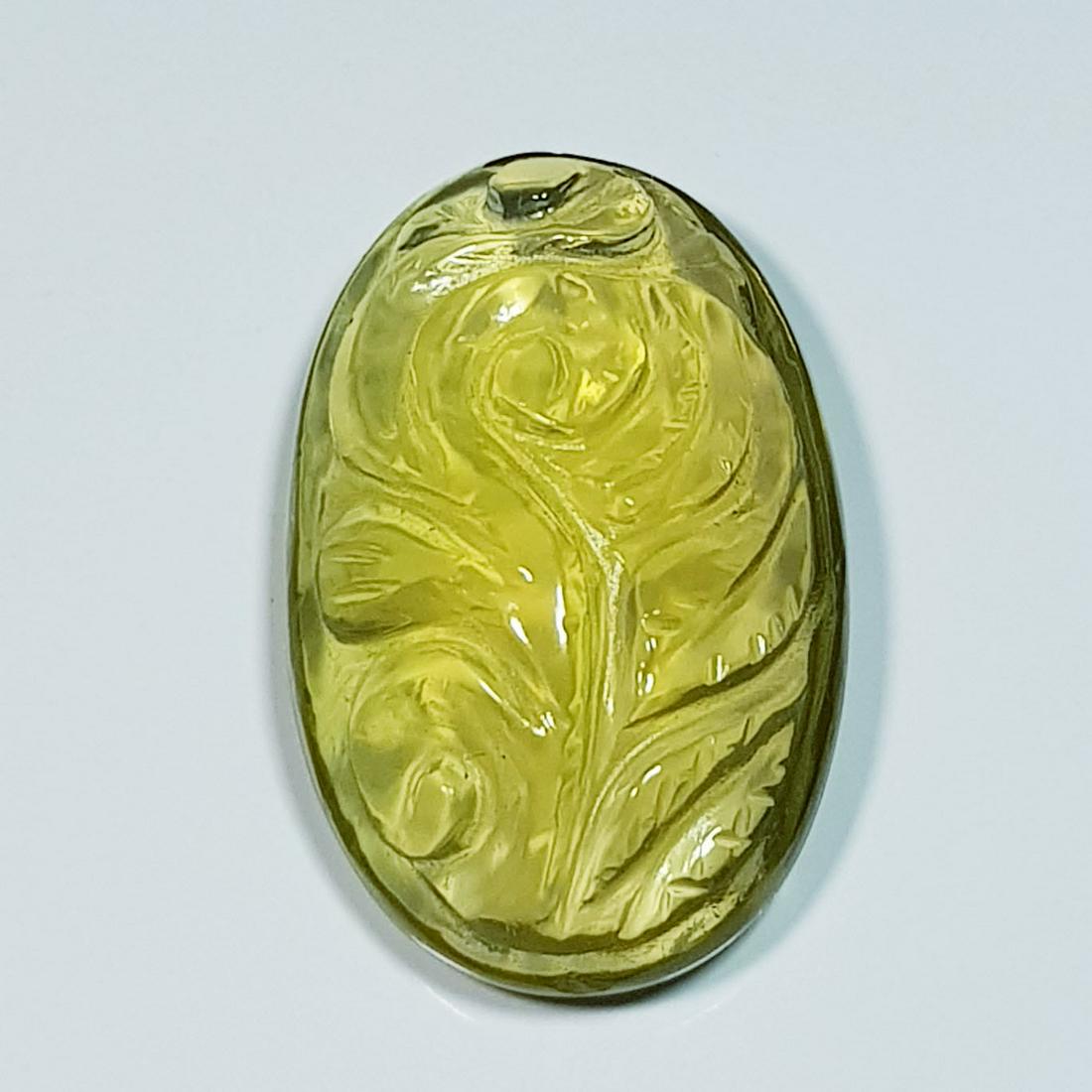 39.48 ct Natural Green Golden Quartz Oval Flower (1 of 5)