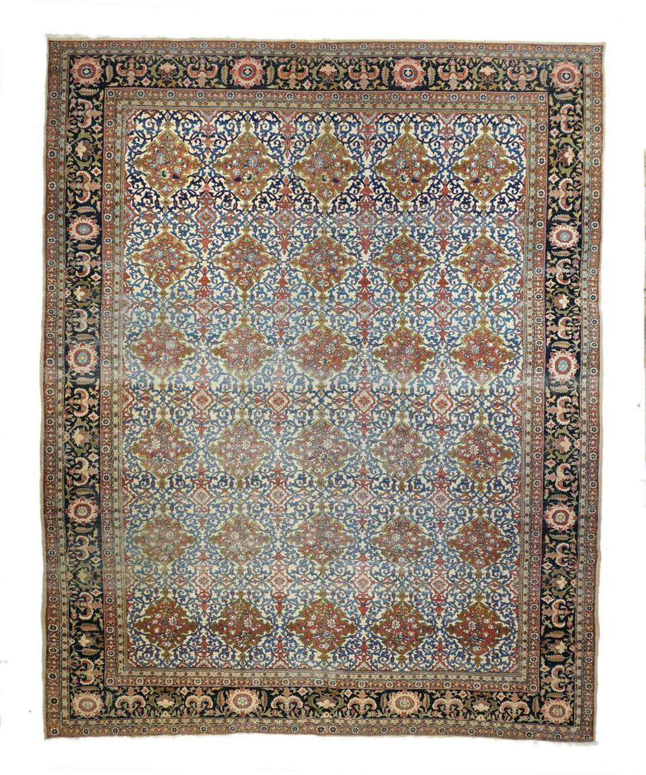 Mohtasham Kashan, 9'11" x 13': Extremely fine Persian antique mohtasham kashan. 1890 Reserve: $18,000.00 Shipping: Domestic: Flat-rate of $45.00 to anywhere within the contiguous U.S. International: Foreign shipping rates are deter