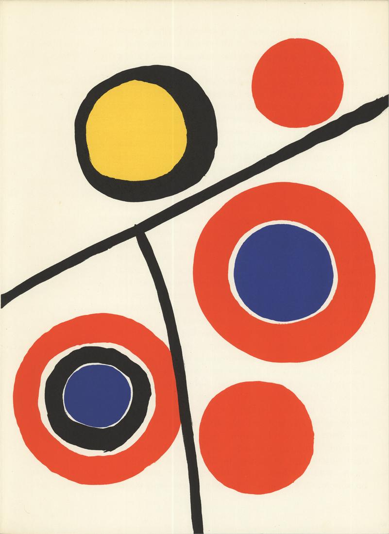 Alexander Calder - Retour au mobile (from DLM 201): Title: Retour au mobile (from DLM 201) Artist: Alexander Calder Additional Information: "Retour au mobile (from DLM 201)" by Alexander Calder, 1973 Unsigned Lithograph. Paper size is 15 x 11 inches, w