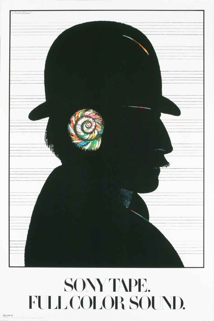Milton Glaser - Sony Tape: Title: Sony Tape Artist: Milton Glaser Additional Information: "Sony Tape" by Milton Glaser, 1980 Unsigned Offset Lithograph. Paper size is 36 x 24 inches, with an image size of 29 x 21.5 inches. The