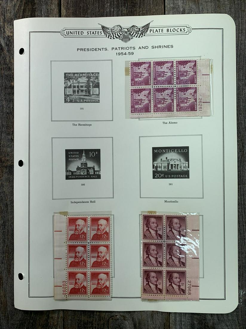 1954-59 Presidents, Patriots and Shrines Plate Block (1 of 1)