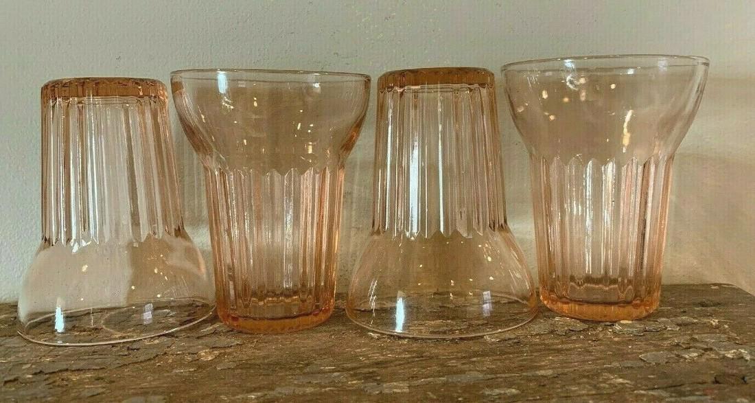 1930's Set of 4 Queen Mary Pink Depression glasses (1 of 5)