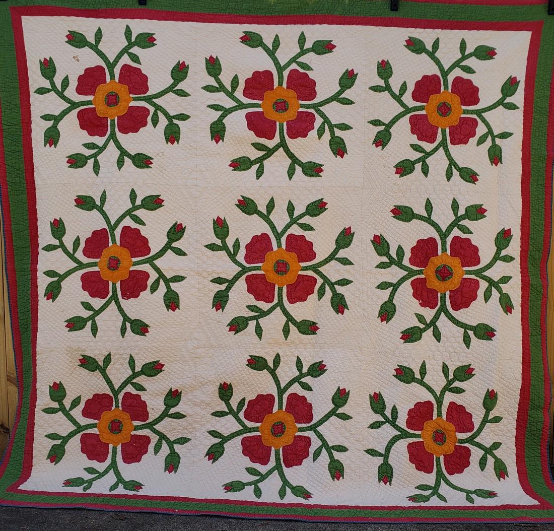 Whig Rose Quilt, 6 panel (1 of 7)