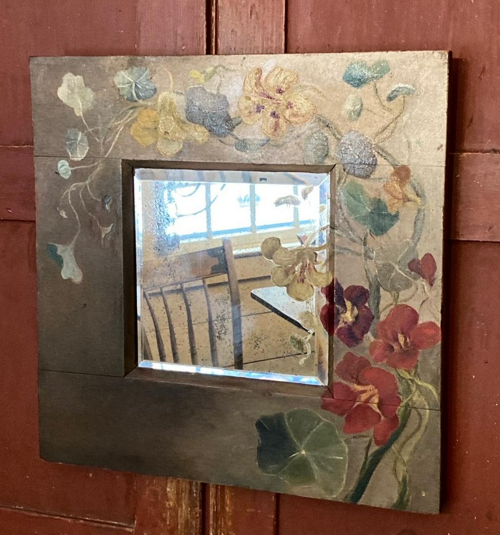 19thc Victorian hand painted mirror and frame (1 of 5)