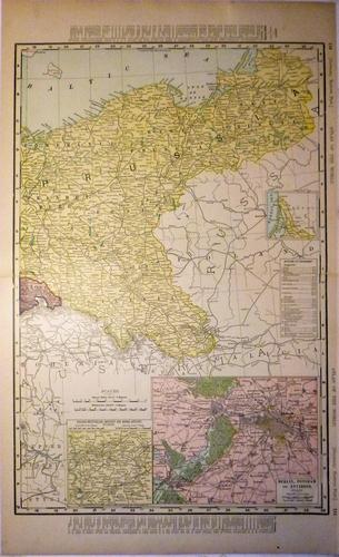 Prussia 1900: Title/Content of Map: Prussia 1900 Date Printed: 1900 Material/Medium: Paper Size: approx. 13.5x22 inches Rand McNally & Co. Universal Atlas of the World Reserve: $35.00 Shipping: Domestic: Flat-rate