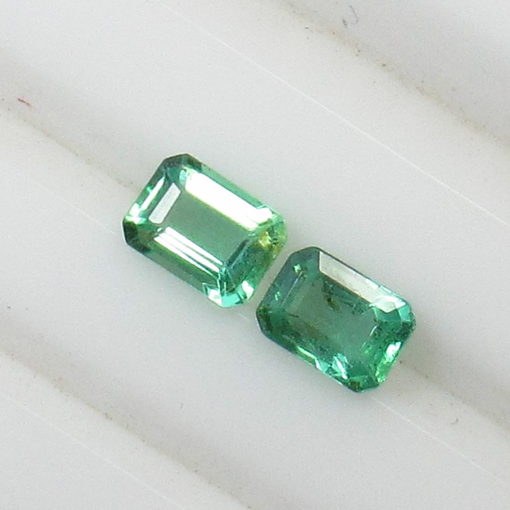 0.61 Ct Natural Zambian Emerald Octagon Pair (1 of 2)