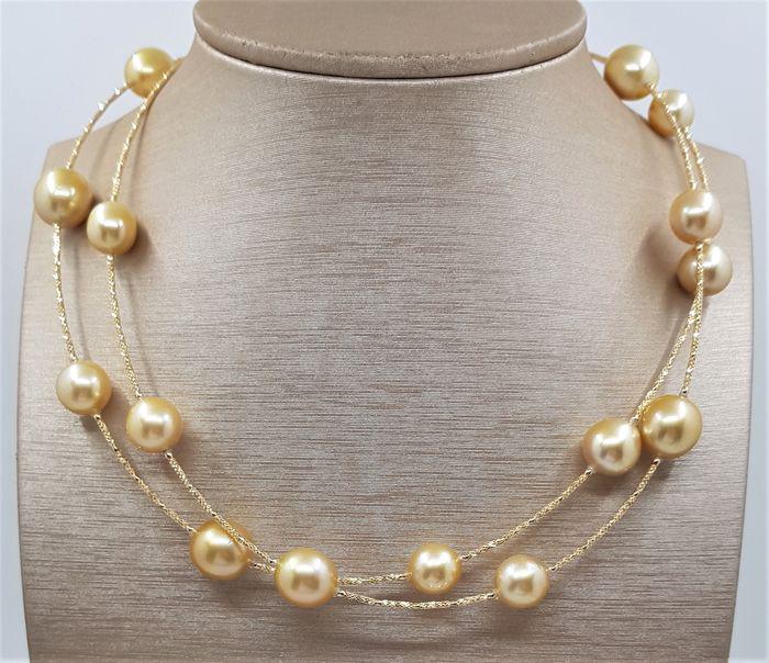 10x13mm Golden South Sea Pearls - 18 kt. Yellow gold - (1 of 8)