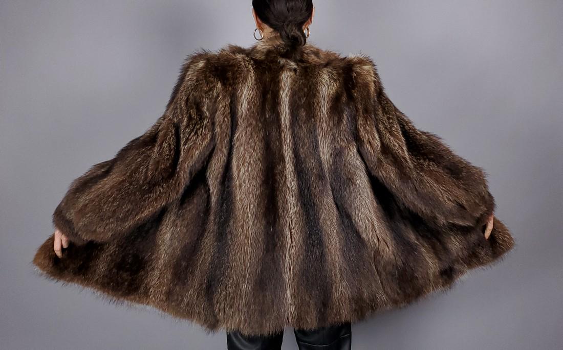 BROWN RACCOON FUR JACKET (1 of 8)