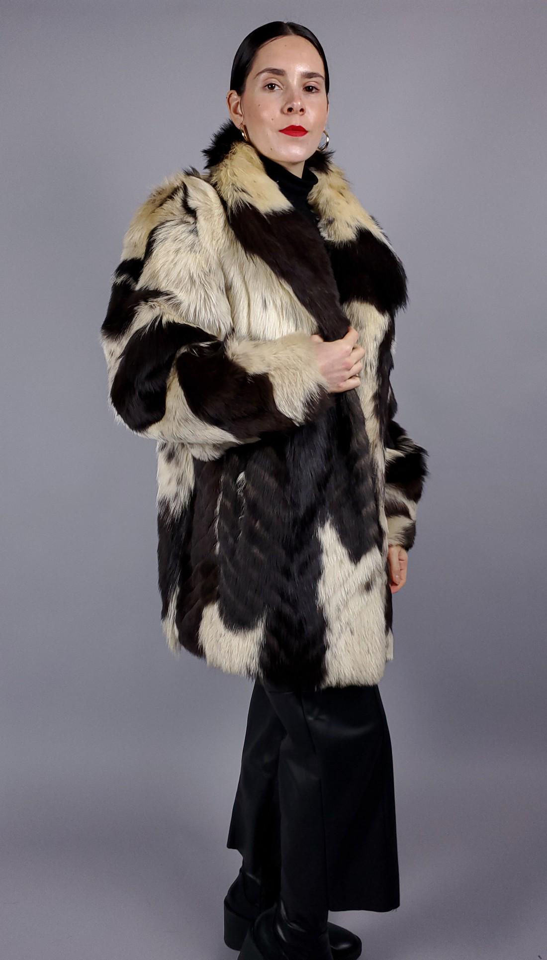 DYED BLACK WHITE FOX FUR COAT (1 of 11)