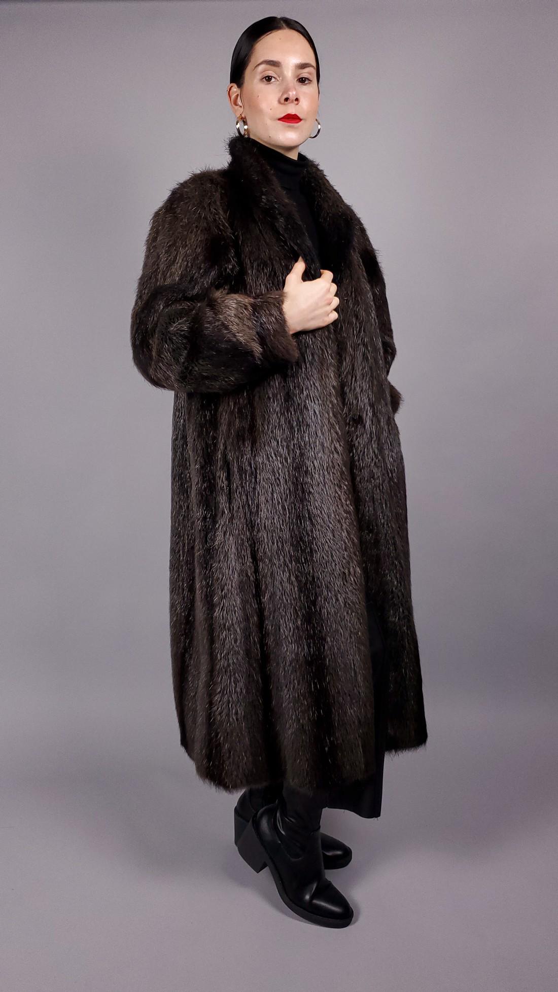 DARK GREY BROWN NUTRIA FUR COAT (1 of 12)