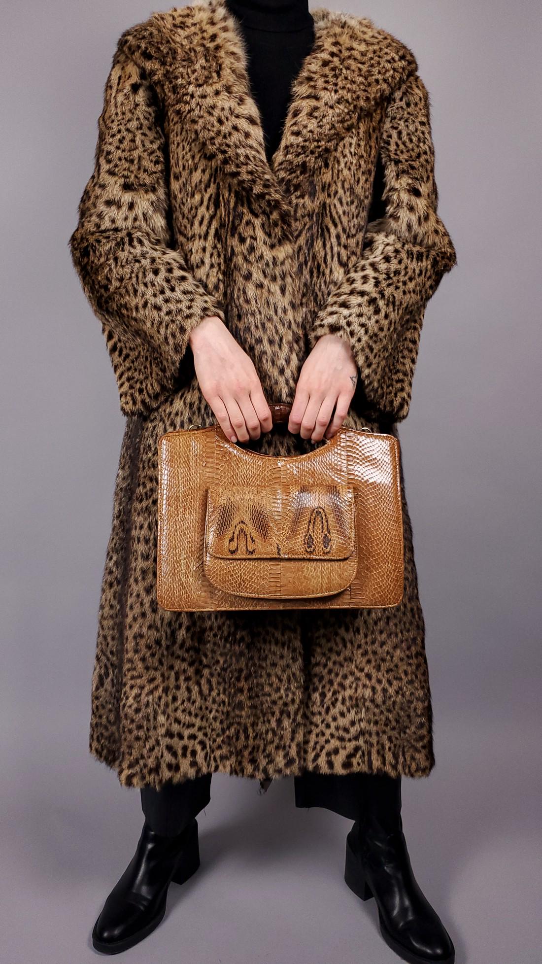 VINTAGE 50-60'S REAL BROWN SNAKE SKIN BAG (1 of 7)