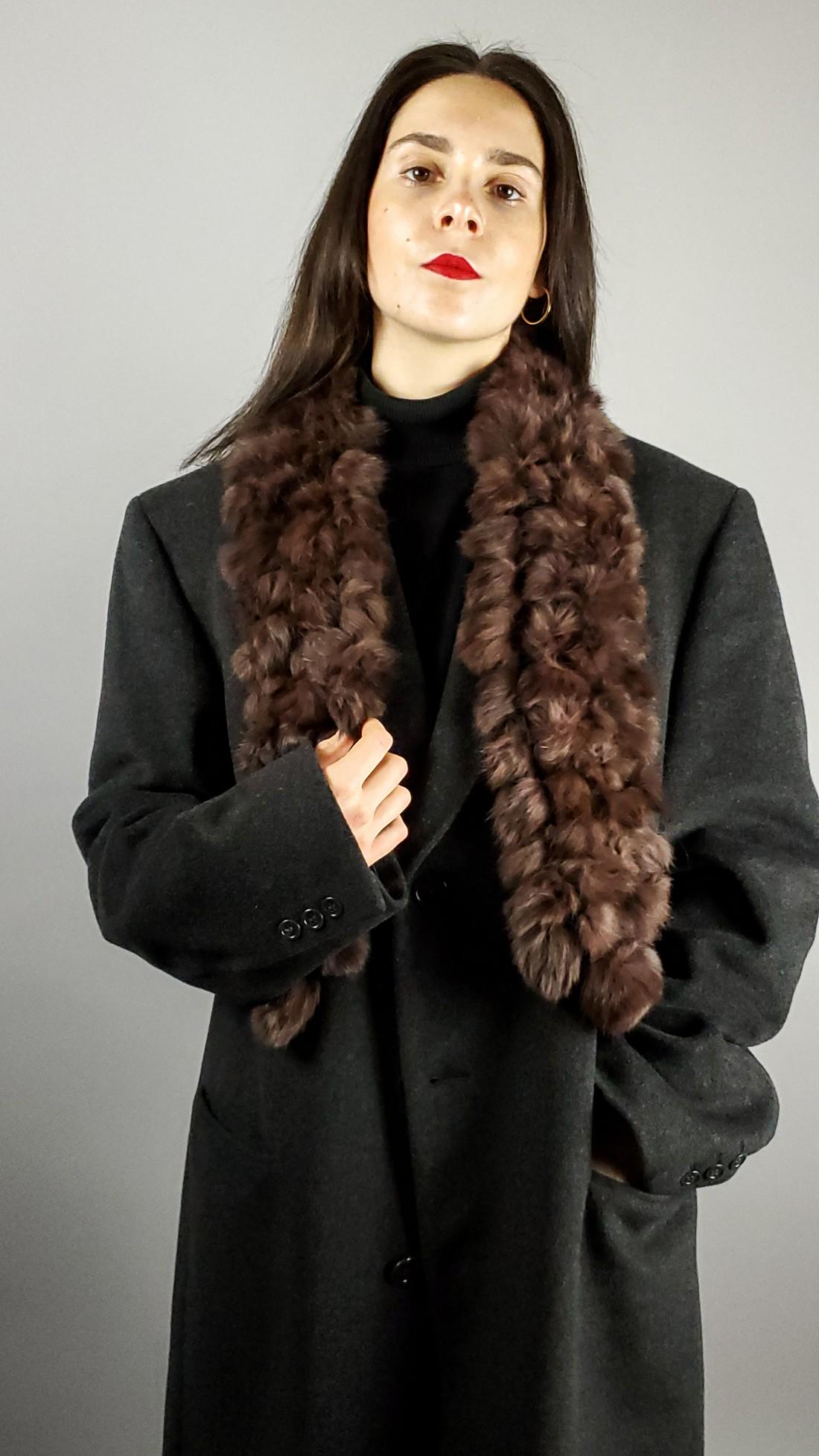 WOMENS REAL DARK BROWN LAPIN FUR SCARF (1 of 5)