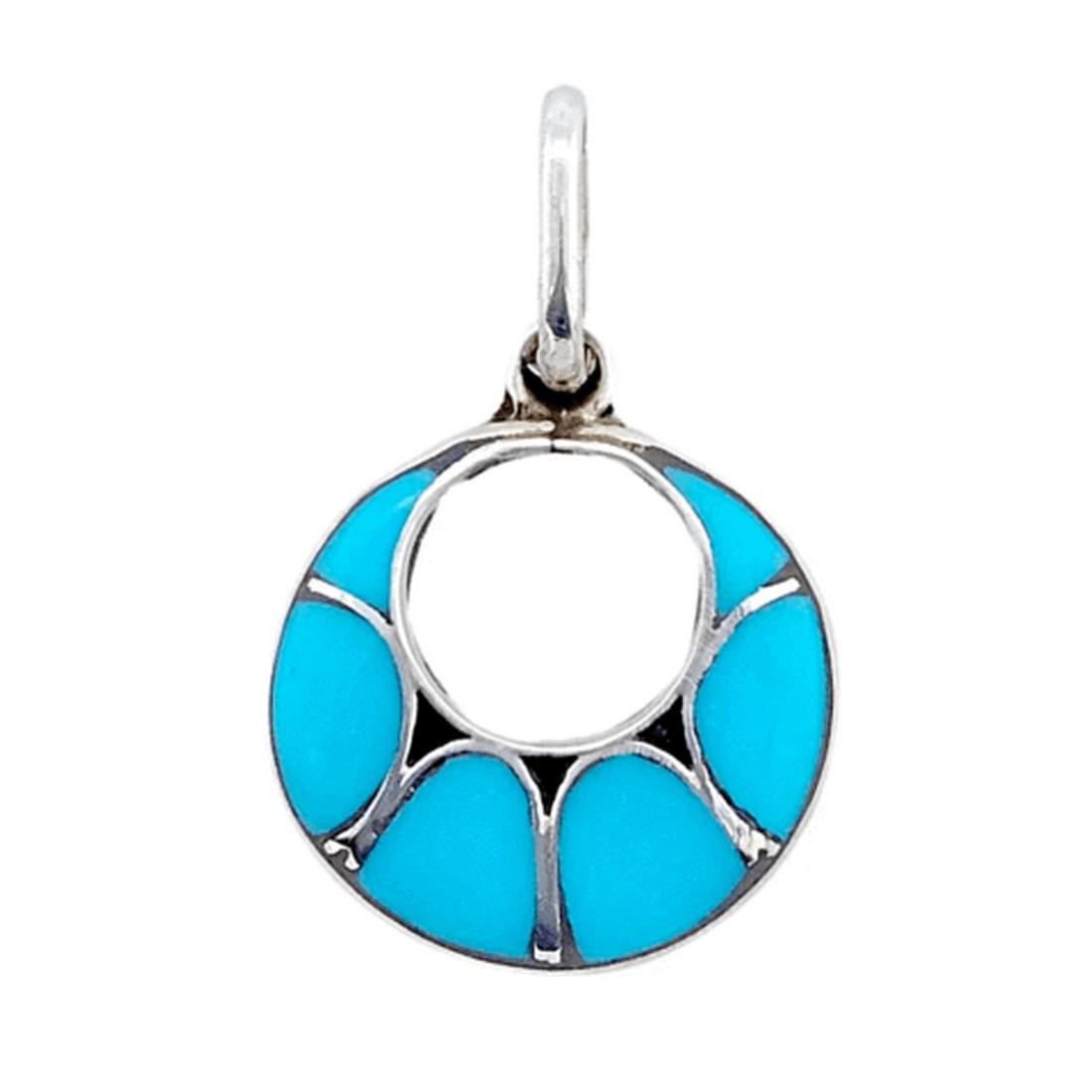 Zuni Sleeping Beauty Circular Small Pendant (1 of 4)