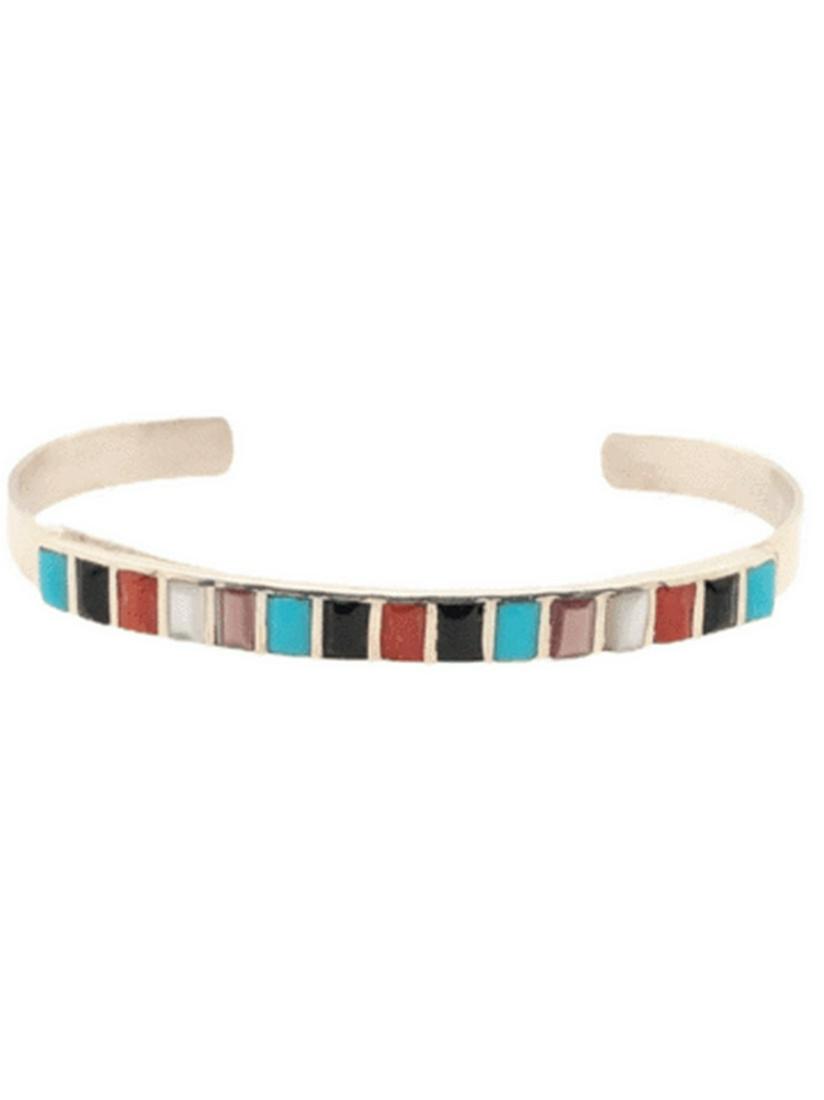 Zuni Handmade Multi-stone Channel Inlay Bracelet (1 of 3)