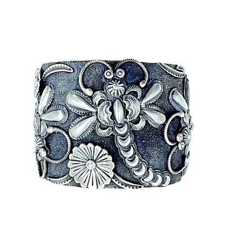 Gorgeous Navajo Dragonfly Sterling Silver Cuff Bracelet (1 of 8)