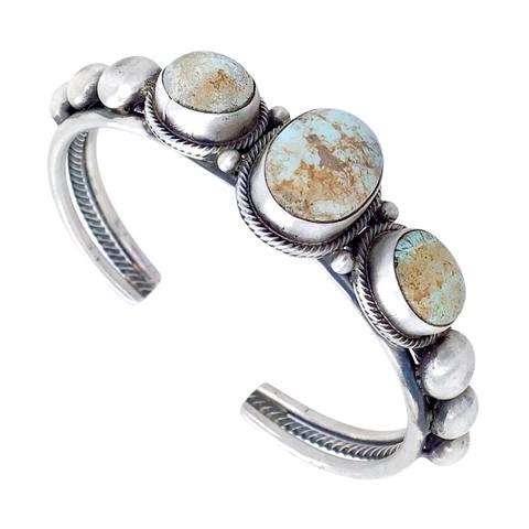 Navajo Pale Dry Creek Turquoise Row Sterling Silver (1 of 6)