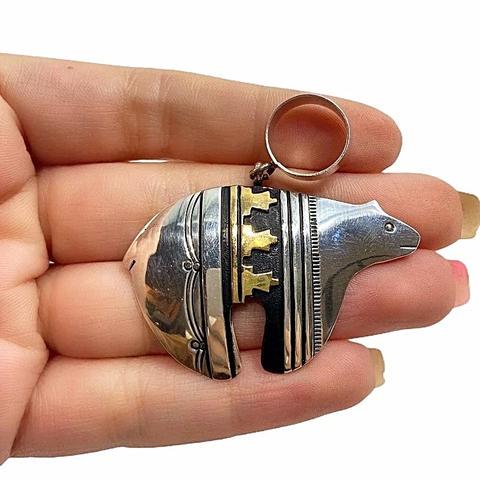 Navajo Bear 12K Gold Fill Sterling Silver Pendant (1 of 2)