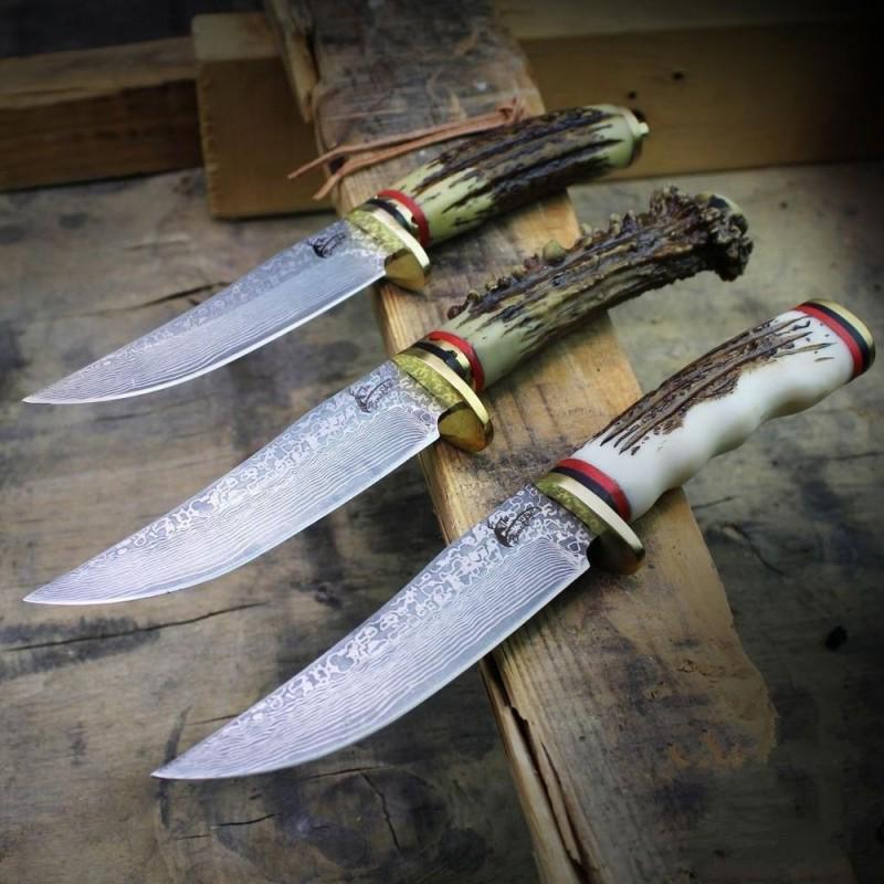 3pc SET Chef damascus steel knives full tang tracker (1 of 7)