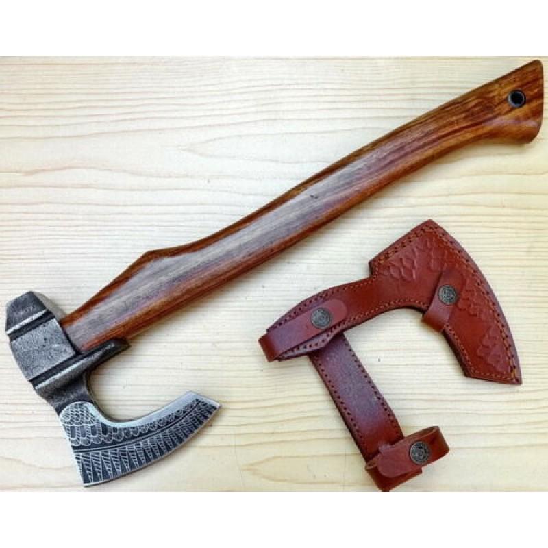 Tactical viking axe tomahawk rose hard wood leather: Viking Axe "Morristown" The axe is one of the first human-made tools. Simplicity of perfection is the very word used to describe viking axes. The ax has great impact power, it cuts through armor with 