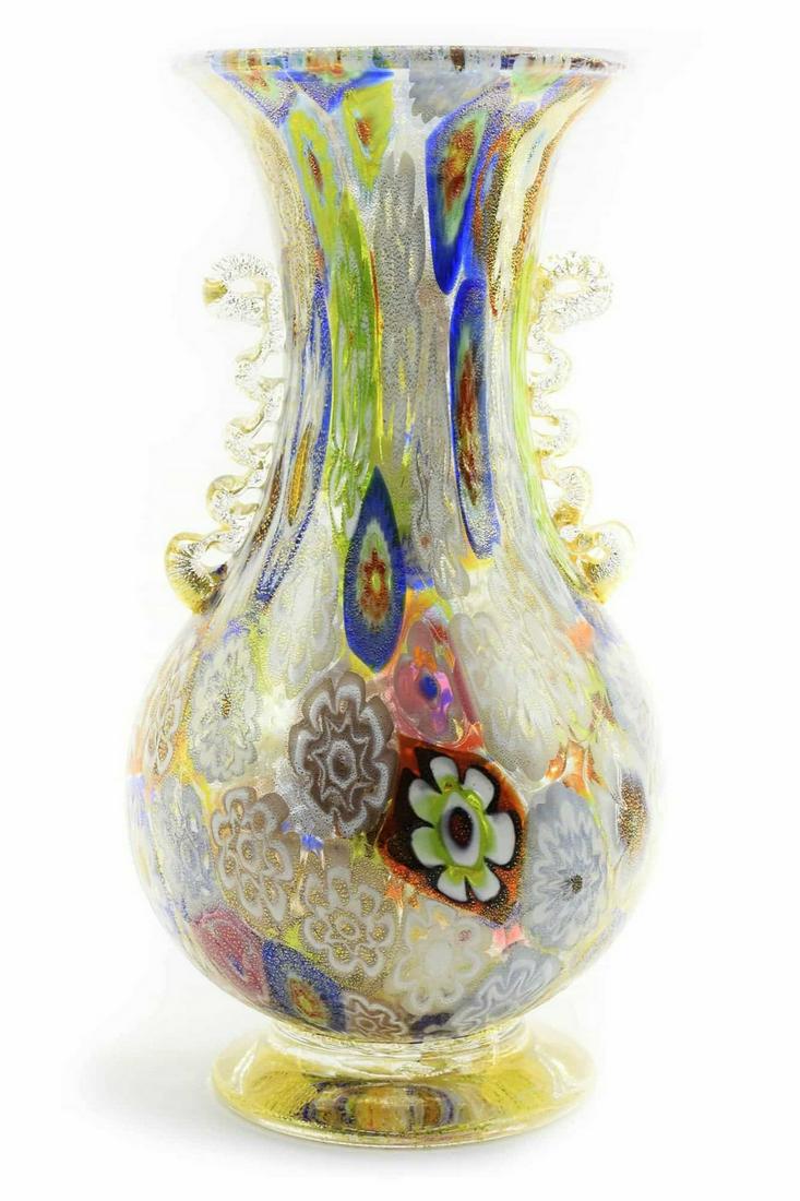 Amedeo Rossetto - Murano Glass Vase Murrine With Gold: Title: Amedeo Rossetto - Murano Glass Vase Murrine With Gold Signed Date/Period: 2018 Maker: Amedeo Rossetto Brand: Murano Dimension: 20 x 11 cm 615 grams Material: Glass Additional Information: Glass