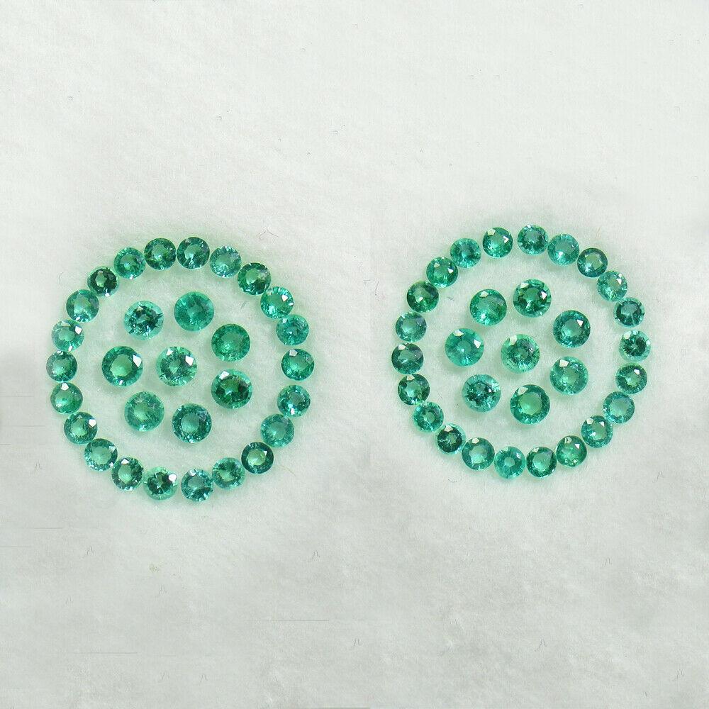 0.49 Ct Natural 14 Zambian Emerald Round Set (1 of 2)