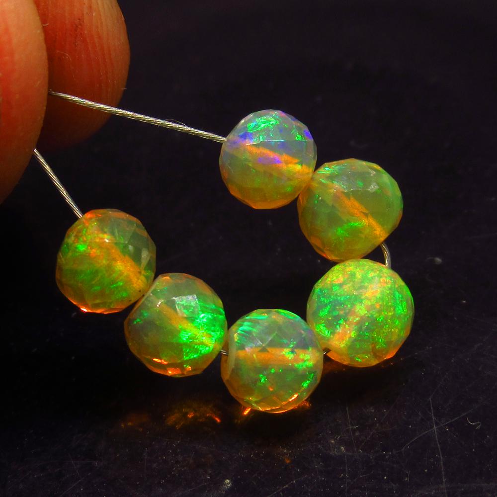 4.56 Ct Natural 6 Drilled Multi-Color Opal Ball Beads (1 of 2)