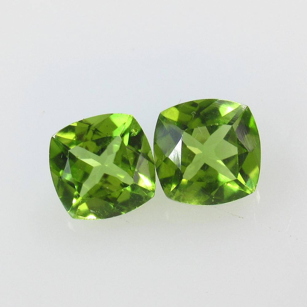 3.16 Ct Natural Peridot Cushion Pair (1 of 2)