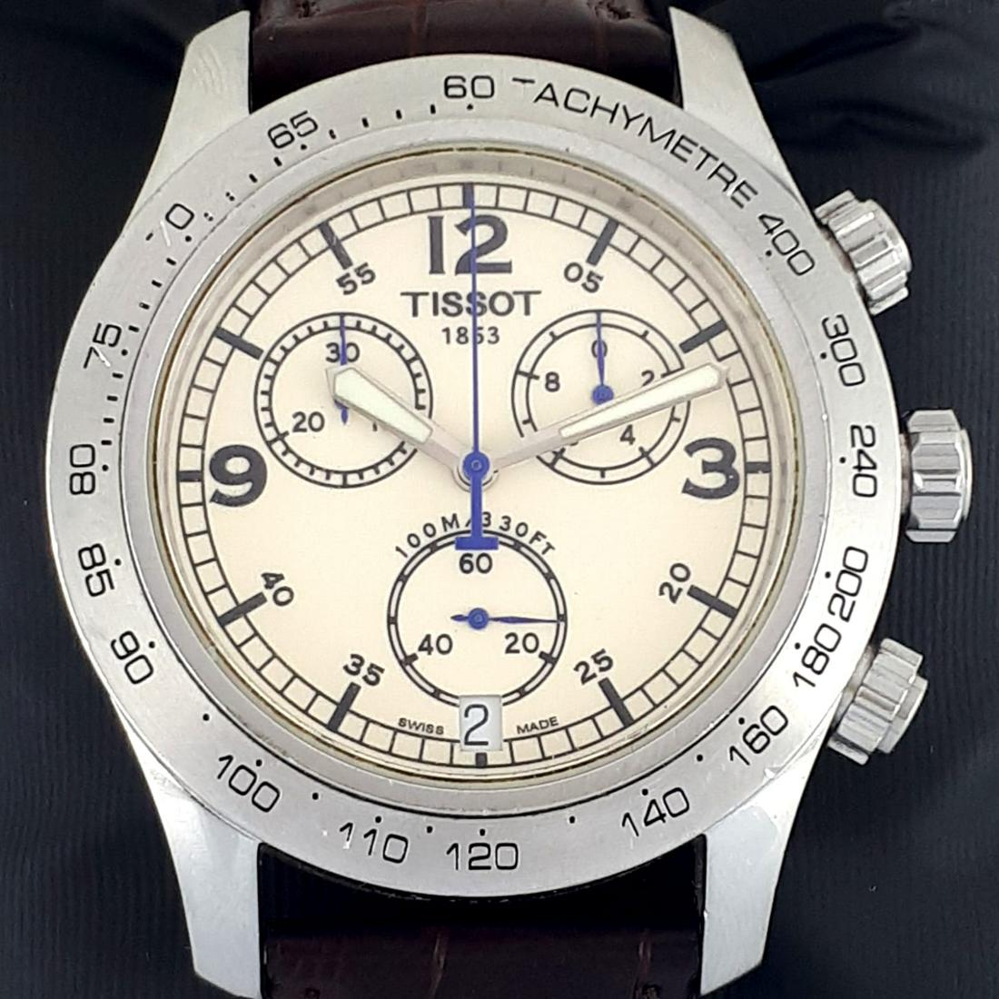 Tissot - V8 Chronograph Date - Ref:S 762N / 862N - Men: Brand : Tissot Model : V8 Chronograph Date Ref : S 762N / 862N Gender : Men Movement : Quartz Type : Chronograph wristwatch Total Lenght : 22 cm / 8,66 inch (Including Watch Case) Case Size