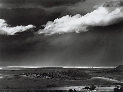 ANSEL ADAMS - The Great Plains, New Mexico, 1961: Artist: Ansel AdamsTitle: The Great Plains from Cimarron, New Mexico, 1961Medium: Photo Litho, 1989, USADimensions: 6.9x5.2"Description: Heat Wax Mounted on 8.5x11" Conservation BoardArtist Bio: 