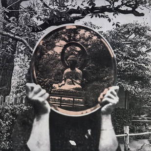 IAIN BAXTER - Reflected Buddha, Golden Gate Park, 1979: Artist: Iain Baxter Title: Reflected Buddha, Golden Gate Park, 1979 Medium: Photo Litho, 1989, Japan Dimensions: 7.5x7.5" Description: Heat Wax Mounted on 11x14" Conservation Board Artist Bio: Reserve