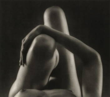 RUTH BERNHARD - Knees and Arm, 1976: Artist: Ruth Bernhard Title: Knees and Arm, 1976 Medium: Photo Litho, 1986, USA Dimensions: 8.15x7.2" Description: Heat Wax Mounted on 11x14" Conservation Board Artist Bio: Ruth Bernhard was a German-