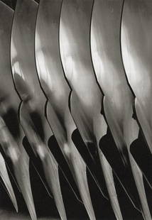 MARGARET BOURKE-WHITE - Plow Blades, Indiana, 1930: Artist: Margaret Bourke-WhiteTitle: Plow Blades, Oliver Chilled Plow Co., South Bend, Indiana, 1930Medium: Photo Litho, 2012, ItalyDimensions: 8.25x11.9"Description: Heat Wax Mounted on 11x14"