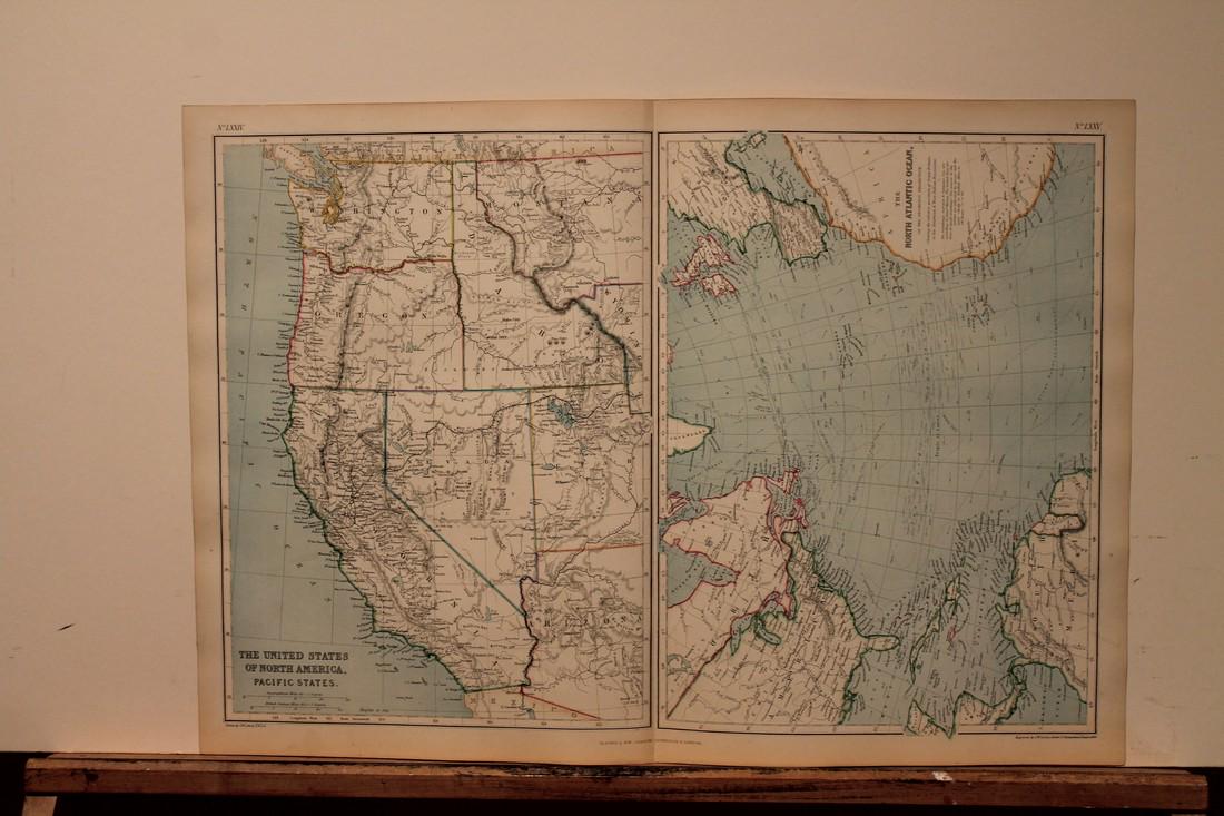 1882 Map of the US West Coast: Title: 1882 Map of the US West Coast Medium: Ink on Paper Dimensions: 21"X15" Description: Map of US West Coast dated 1882. Part of the Comprehensive Atlas & Geography of the World. Engraved by J. W. 