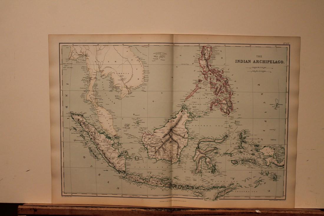 1882 Map of East Indies: Title: 1882 Map of East Indies Medium: Ink on Paper Dimensions: 21"X15" Description: Map of East Indies dated 1882. Captures modern day Philippines, Thailand and Indonesia. Part of the Comprehensive A