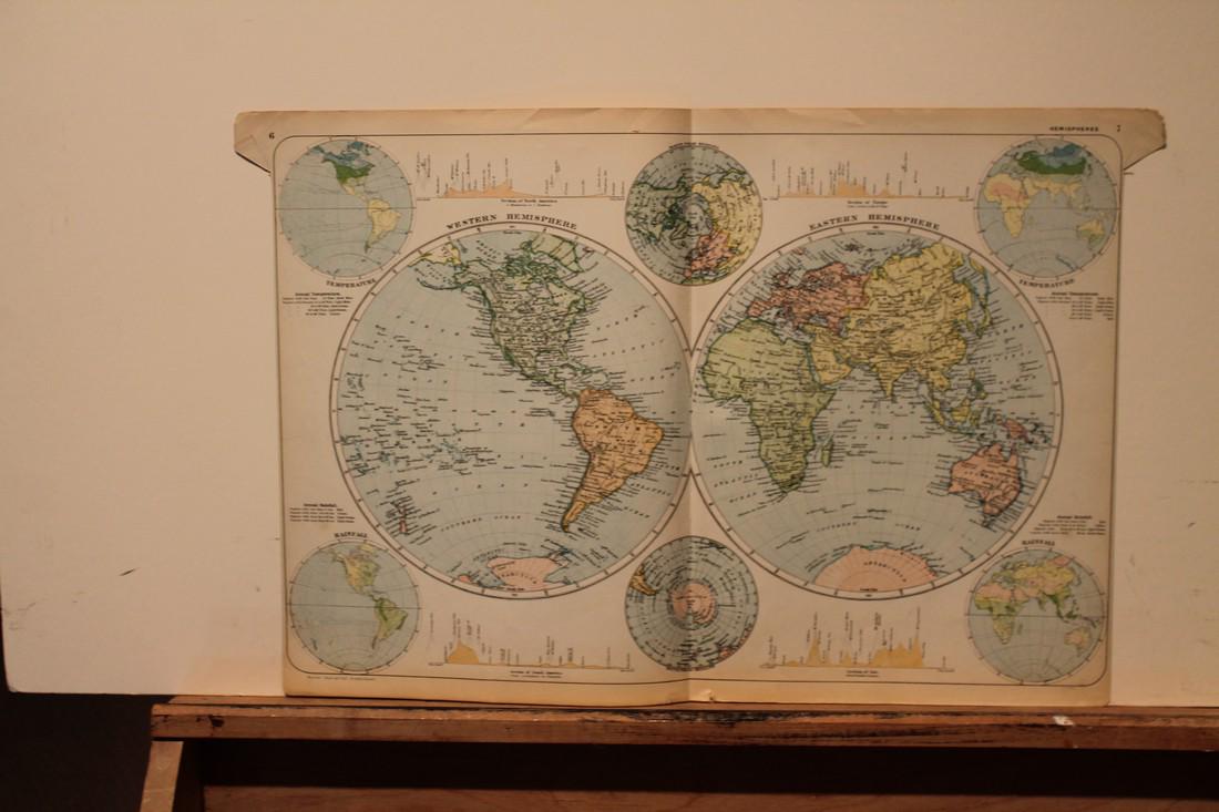 1892 World Hemispherical Map (1 of 3)