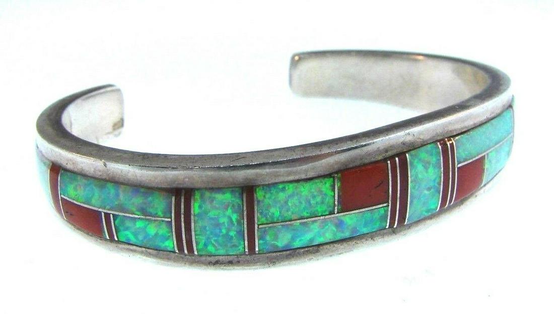 UNIQUE B. Johnson Sterling Silver, Opal & Coral Bangle (1 of 5)