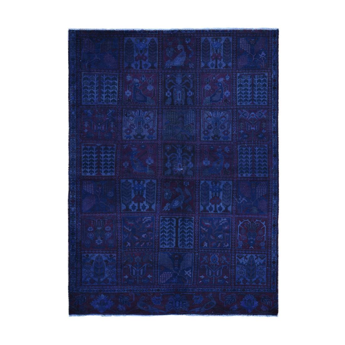 Blue Semi Antique Overdyed Persian Bakhtiari: Title: Blue Semi Antique Overdyed Persian Bakhtiari HandKnotted Worn Down Rug Date/Period: 1960 Origin: Iran Dimension: Exact Size: 5'5" x 7'5" Material: Worn Wool, Cotton Additional Information: This
