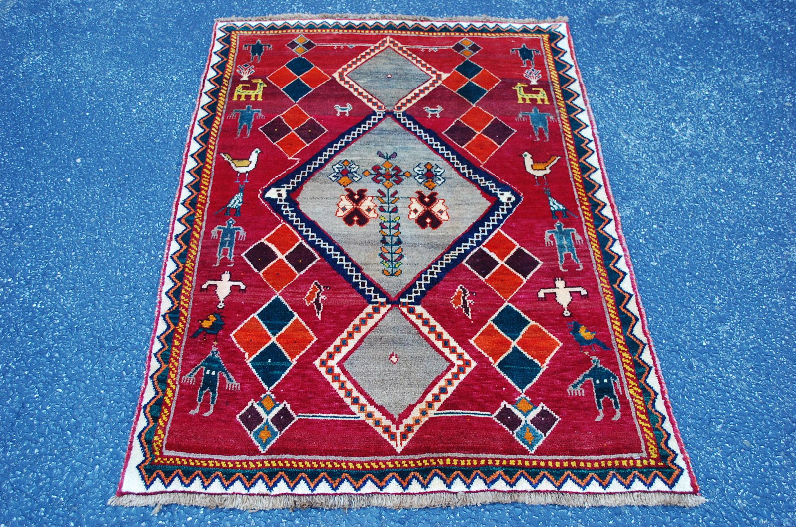 c1930s ANTIQUE PERSAN SHERAZ QASHKEE EFSHAR RUG 4'4" x (1 of 9)