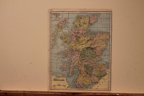 1886 Map of Scotland: Author: Cram Title: 1886 Map of Scotland Medium: Ink on Paper Dimensions: 11"X14.5" Map of Scotland dated 1886. Engraved and published by George Cram in Chicago. Part of his World Atlas. Key lower lef